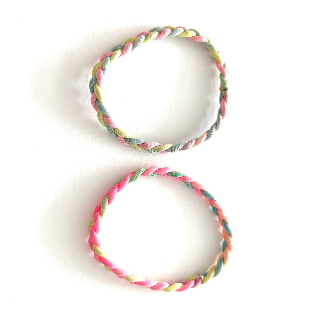 Braided Bracelets Set of Two Friendship Bracelets Pastel Bright Pink Green Blue